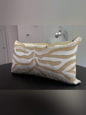 VGUC Callisto Home Gold & Silver striped lumbar pillow 14x24